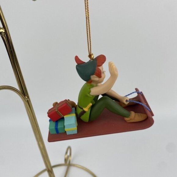 Disney Grolier Christmas Holiday Tree Ornament Peter Pan "Peter Pan On A Sled" - Picture 5 of 11